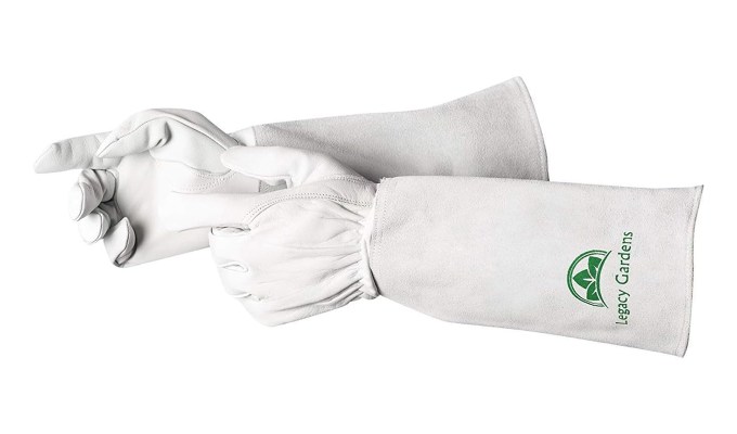 best-gardening-gifts: a pair of white, long gloves.