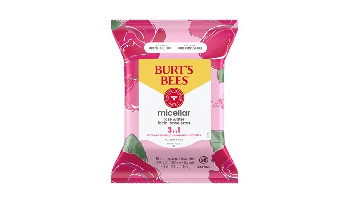 best makeup remover Burts Bees Micellar 3 in 1 Facial Towelettes with Rose Water
