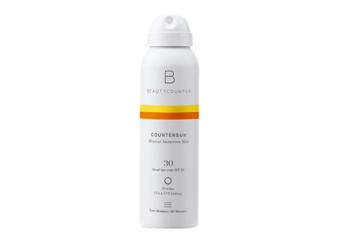best-spray-sunscreen-beautycounter-countersun-mineral-sunscreen-mist-spf-30: a bottle of spray sunscreen