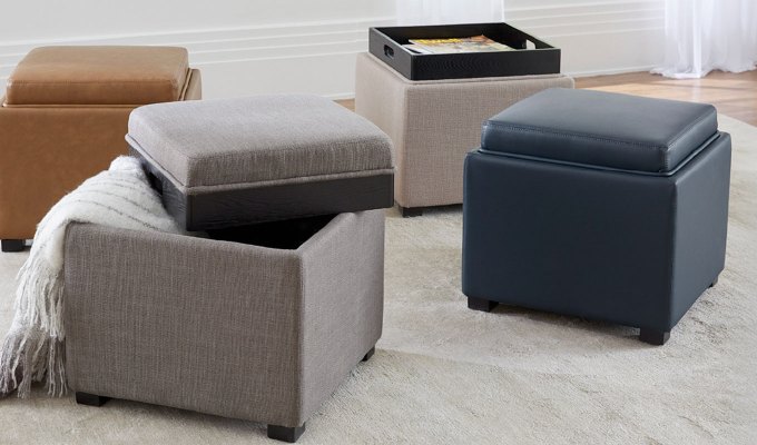 Chic Amazon Furniture 2024: Gray and Blue Storage Ottoman Cube