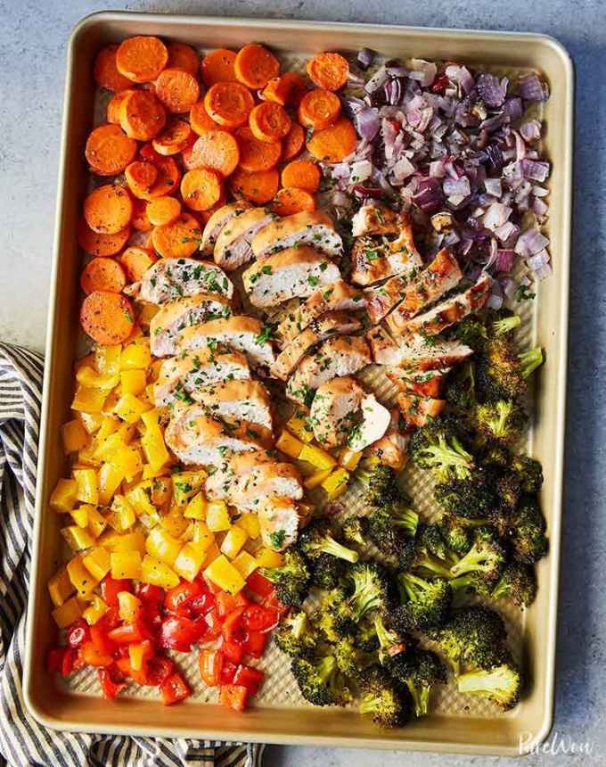 easy dinner recipes for beginners keto sheet pan chicken rainbow veggies recipe lunch ideas1