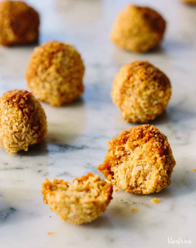 fun things to bake: caramel coconut macaroons on a marble counter
