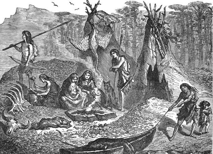 how to shuck oysters: The Shell Mound People, or Kitchen-Middeners, a group of hunter gatherers who would create middens with discarded shellfish shells