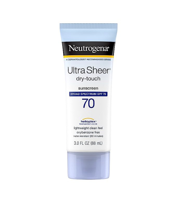 non greasy sunscreen: neutrogena ultra sheer dry touch spf 70