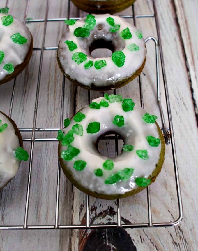 st patrick's day desserts: green velvet doughnuts