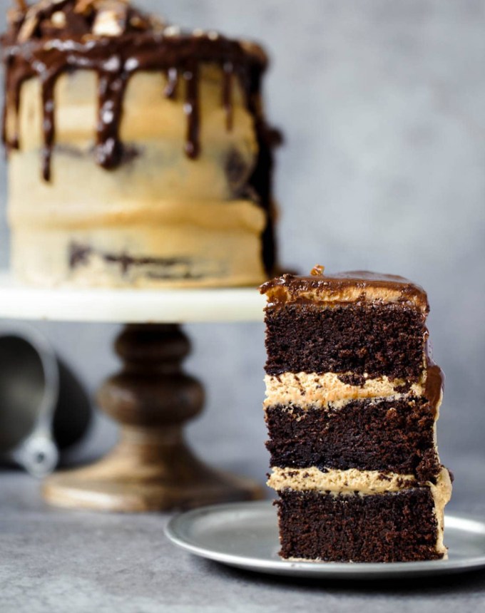 st patrick's day desserts: peanut butter chocolate stout cake