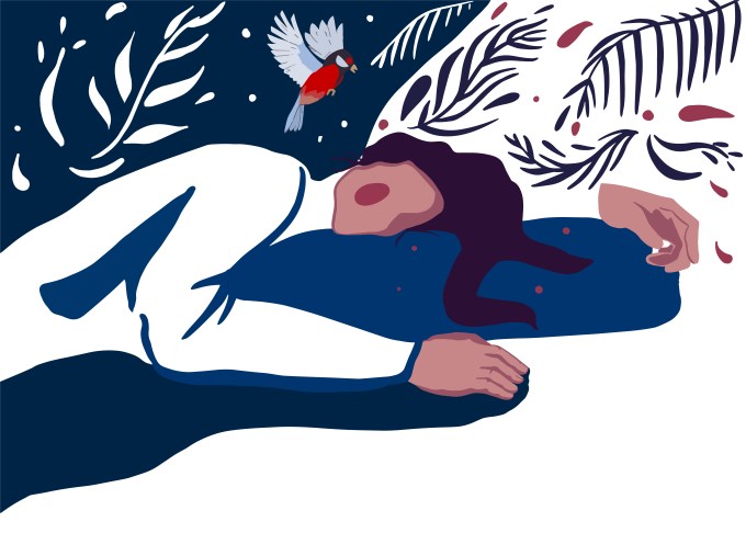 illustration of a woman sleeping